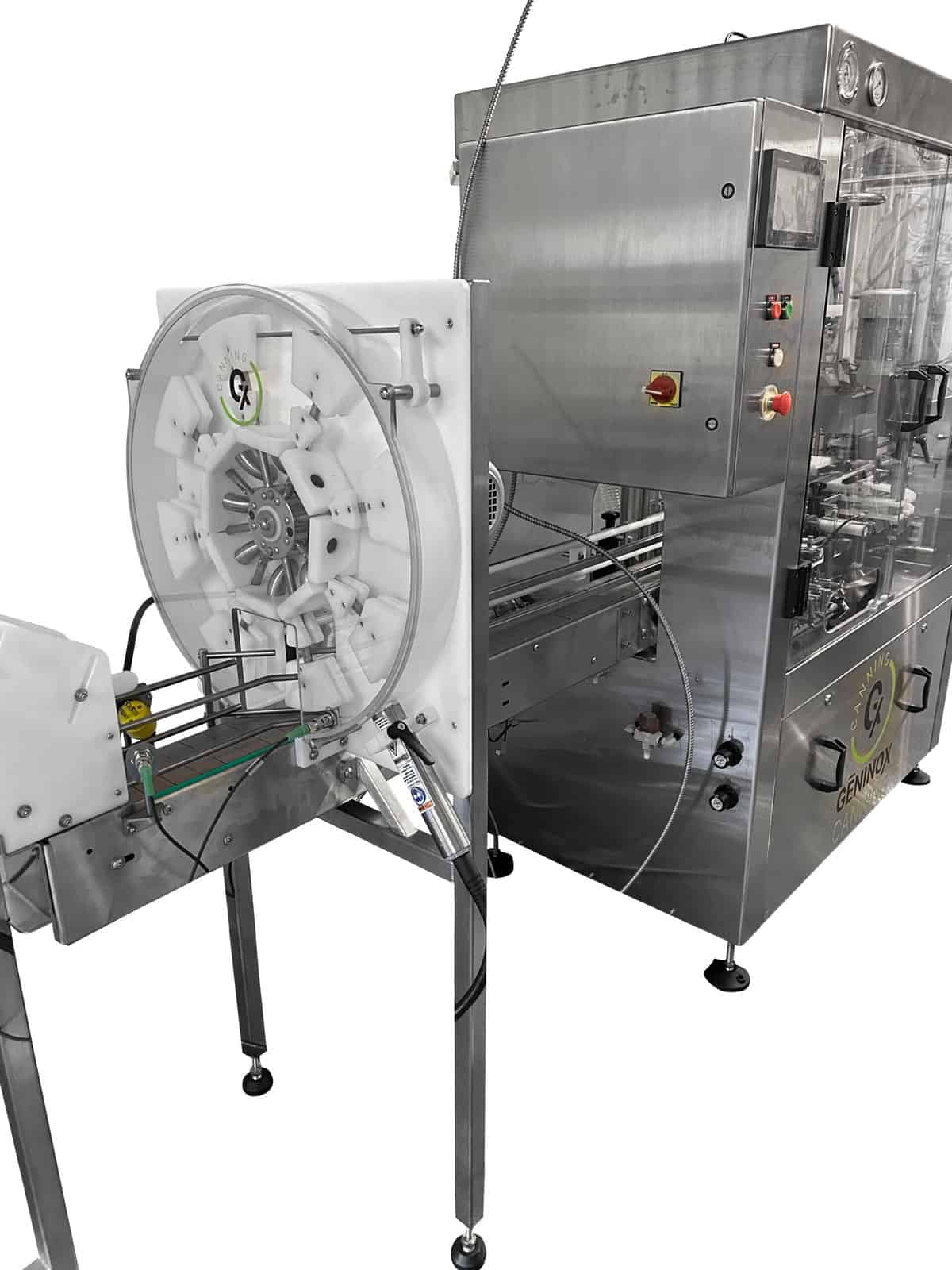 Full view of the compact atmospheric canning machine in a production facility